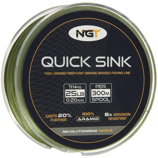 NGT Struna za Spod Moss Green Quick Sink Braid - 25lb (300m) - Image 2